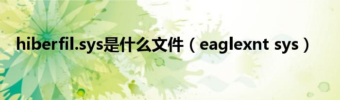  hiberfil.sys是什么文件（eaglexnt sys）