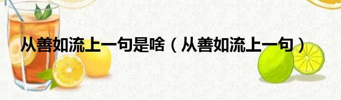 从善如流上一句是啥（从善如流上一句）