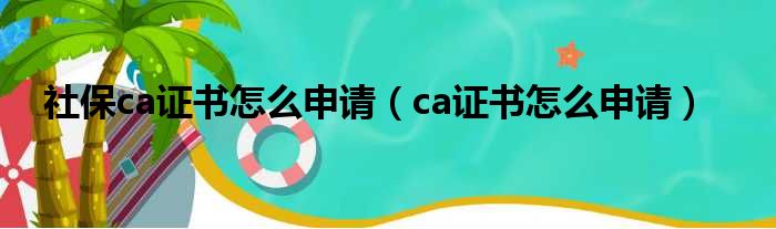 社保ca证书怎么申请（ca证书怎么申请）