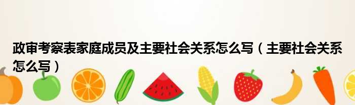 政审考察表家庭成员及主要社会关系怎么写（主要社会关系怎么写）