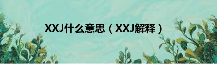 XXJ什么意思（XXJ解释）