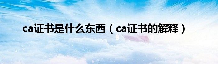 ca证书是什么东西（ca证书的解释）