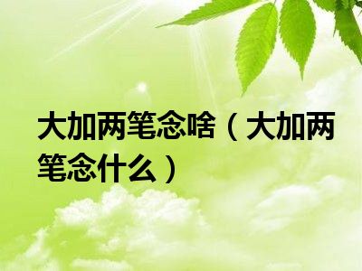 大加两笔念啥（大加两笔念什么）