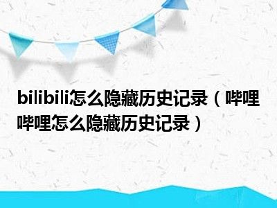 bilibili怎么隐藏历史记录（哔哩哔哩怎么隐藏历史记录）