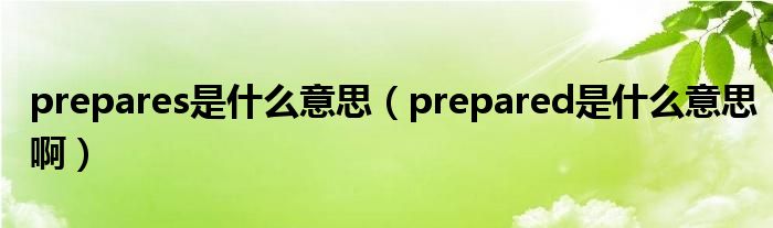  prepares是什么意思（prepared是什么意思啊）