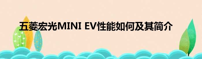 五菱宏光MINI EV性能如何及其简介