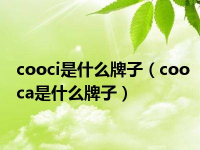 cooci是什么牌子（cooca是什么牌子）