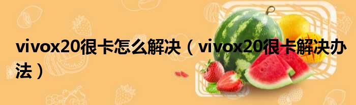 vivox20很卡怎么解决（vivox20很卡解决办法）