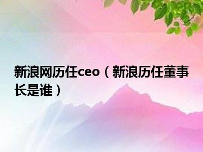 新浪网历任ceo（新浪历任董事长是谁）