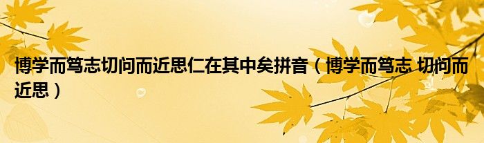  博学而笃志切问而近思仁在其中矣拼音（博学而笃志 切问而近思）