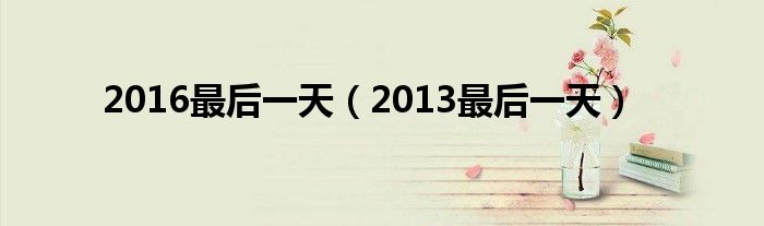  2016最后一天（2013最后一天）