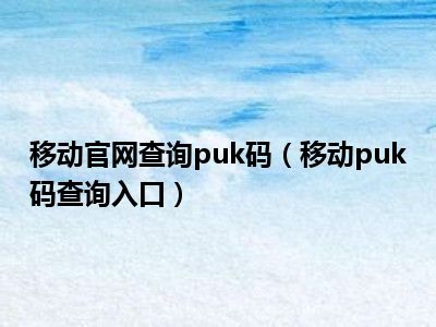 移动官网查询puk码（移动puk码查询入口）