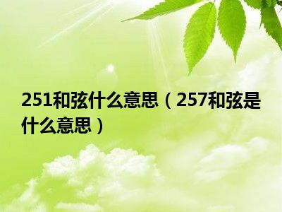 251和弦什么意思（257和弦是什么意思）