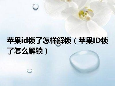 苹果id锁了怎样解锁（苹果ID锁了怎么解锁）