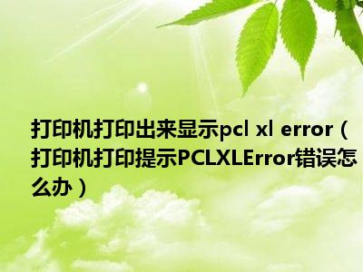 打印机打印出来显示pcl xl error（打印机打印提示PCLXLError错误怎么办）