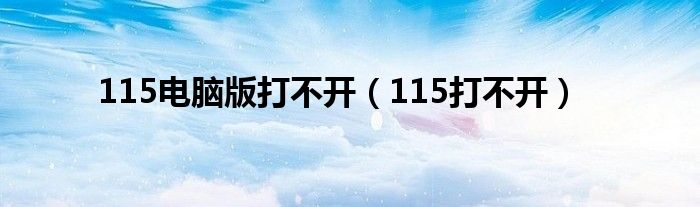  115电脑版打不开（115打不开）