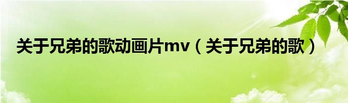  关于兄弟的歌动画片mv（关于兄弟的歌）