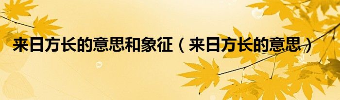  来日方长的意思和象征（来日方长的意思）