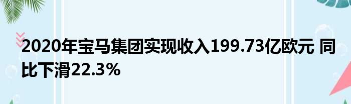 2020年宝马集团实现收入199.73亿欧元 同比下滑22.3%