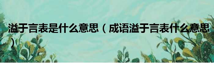 溢于言表是什么意思（成语溢于言表什么意思）