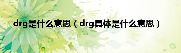 drg是什么意思（drg具体是什么意思）