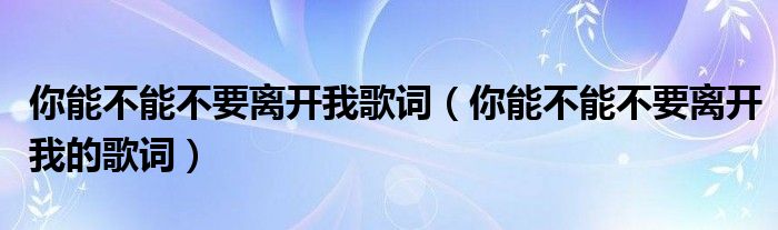 你能不能不要离开我歌词（你能不能不要离开我的歌词）