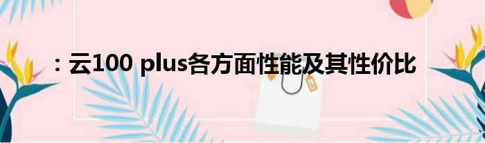 ：云100 plus各方面性能及其性价比