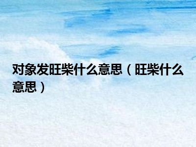 对象发旺柴什么意思（旺柴什么意思）