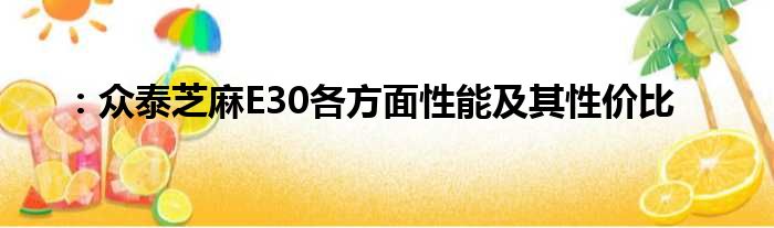 ：众泰芝麻E30各方面性能及其性价比