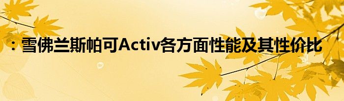 ：雪佛兰斯帕可Activ各方面性能及其性价比