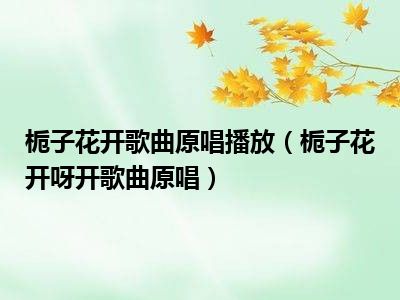 栀子花开歌曲原唱播放（栀子花开呀开歌曲原唱）