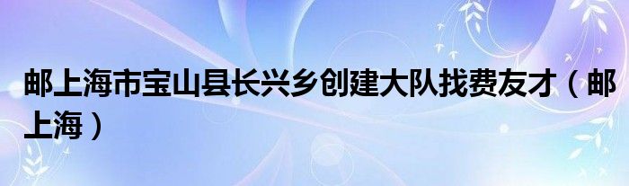  邮上海市宝山县长兴乡创建大队找费友才（邮上海）