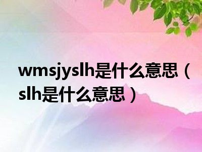 wmsjyslh是什么意思（slh是什么意思）