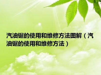 汽油锯的使用和维修方法图解（汽油锯的使用和维修方法）