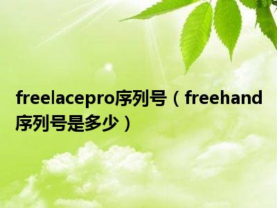 freelacepro序列号（freehand序列号是多少）