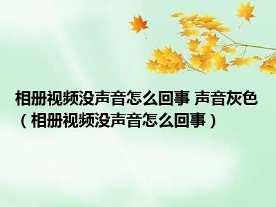 相册视频没声音怎么回事 声音灰色（相册视频没声音怎么回事）