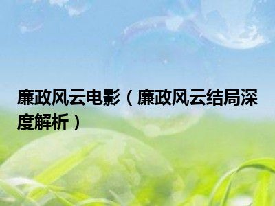 廉政风云电影（廉政风云结局深度解析）