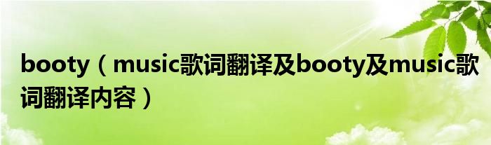 booty（music歌词翻译及booty及music歌词翻译内容）