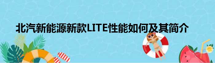 北汽新能源新款LITE性能如何及其简介