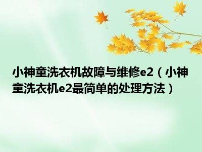 小神童洗衣机故障与维修e2（小神童洗衣机e2最简单的处理方法）