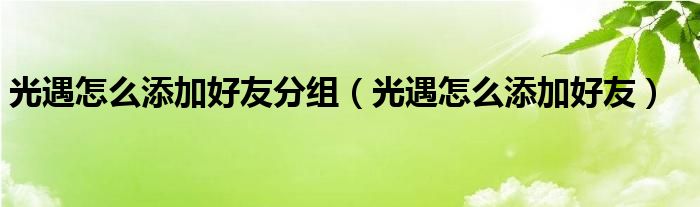 光遇怎么添加好友分组（光遇怎么添加好友）