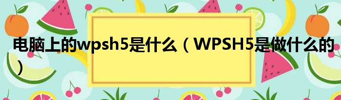 电脑上的wpsh5是什么（WPSH5是做什么的）