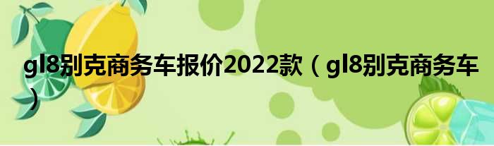 gl8别克商务车报价2022款（gl8别克商务车）