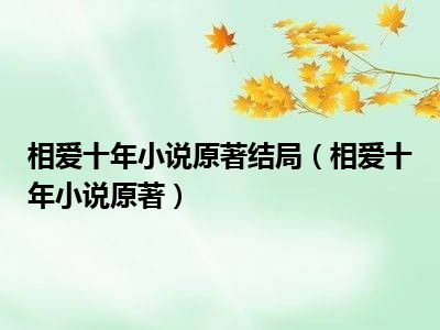 相爱十年小说原著结局（相爱十年小说原著）