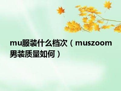 mu服装什么档次（muszoom男装质量如何）