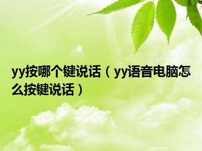 yy按哪个键说话（yy语音电脑怎么按键说话）