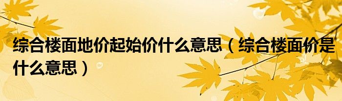  综合楼面地价起始价什么意思（综合楼面价是什么意思）