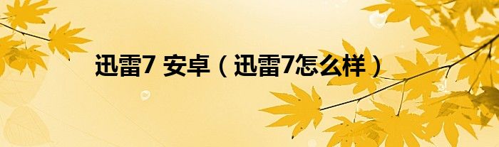  迅雷7 安卓（迅雷7怎么样）