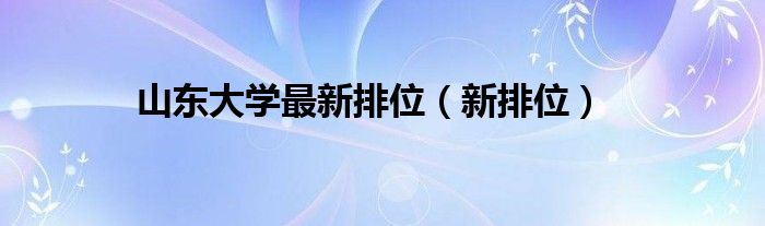  山东大学最新排位（新排位）