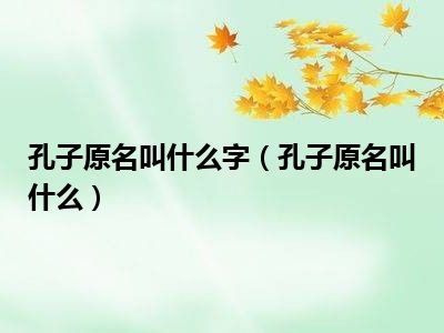 孔子原名叫什么字（孔子原名叫什么）